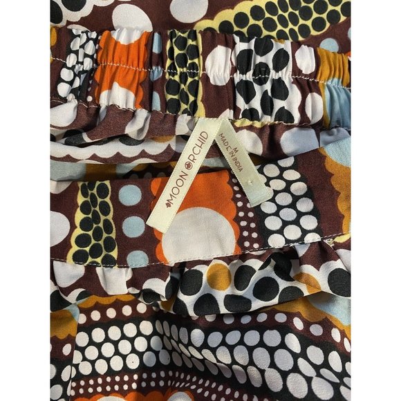 Moon Orchard Maxi Skirt Pockets Size M Polka Dot Multi Colors Flowy Lightweight - Picture 4 of 9